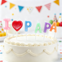 Bougie en cire de paraffine non parfumée avec mèche 100% coton en forme de lettre 'I pour Papa' pour gâteaux d'anniversaire et de remise de diplôme, idéale pour les fêtes