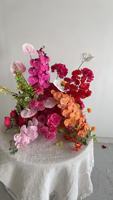 Boule de fleurs artificielle en soie, haute simulation, couleurs vives fuchsia et orange, pour centre de table et chemin de table de mariage, en vente