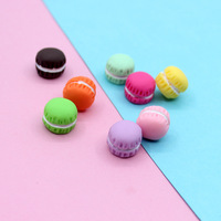 Kawaii coloré givré Macarons gâteau résine Flatback breloques pour la fabrication de bijoux à bricoler soi-même boucle d'oreille pendentif maison de poupée Miniature nourriture