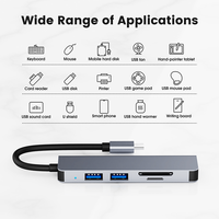 Hub USB C en gros, accessoires informatiques avec ports USB, lecteur de carte SD TF, adaptateur de hub USB