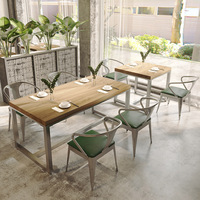 Industrieller Moderner Einfacher Multifunktionaler Rechteckiger Massivholz-Esstisch für Restaurants, Catering, Fast-Food und Imbissbuden