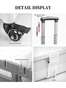 Anjuny 52L carrello pieghevole pieghevole cassa portatile rotolamento carrelli con ruote per negozio di viaggio - Product Image 4
