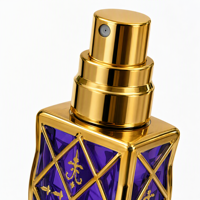 Flacon de parfum rectangulaire en verre de 12 ml, motif treillis doré fleur de lys, avec applicateur roll-on pour vaporisation, rechargeable, bouchon à vis, livraison gratuite