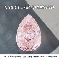 Diamant de laboratoire de qualité supérieure 1,50 carat, taille poire, percé au laser, pureté VS1, certifié IGI, très bonne taille, diamant non monté