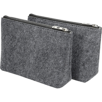 Étui à crayons en feutre, boîte à stylos, lot de 2, sac de rangement pour papeterie avec fermeture éclair, adapté pour le rangement au bureau, sac de maquillage gris