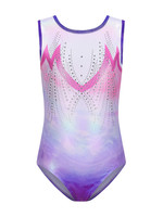 Justaucorps de gymnastique pour enfants, dégradé, orné de diamants, sans manches, pour la pratique du ballet, pour filles