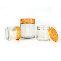 Jarra de plástico con tapa de bambú para alimentos, bote de vidrio de cara recta, con diferentes tamaños, 30ml-1000ml