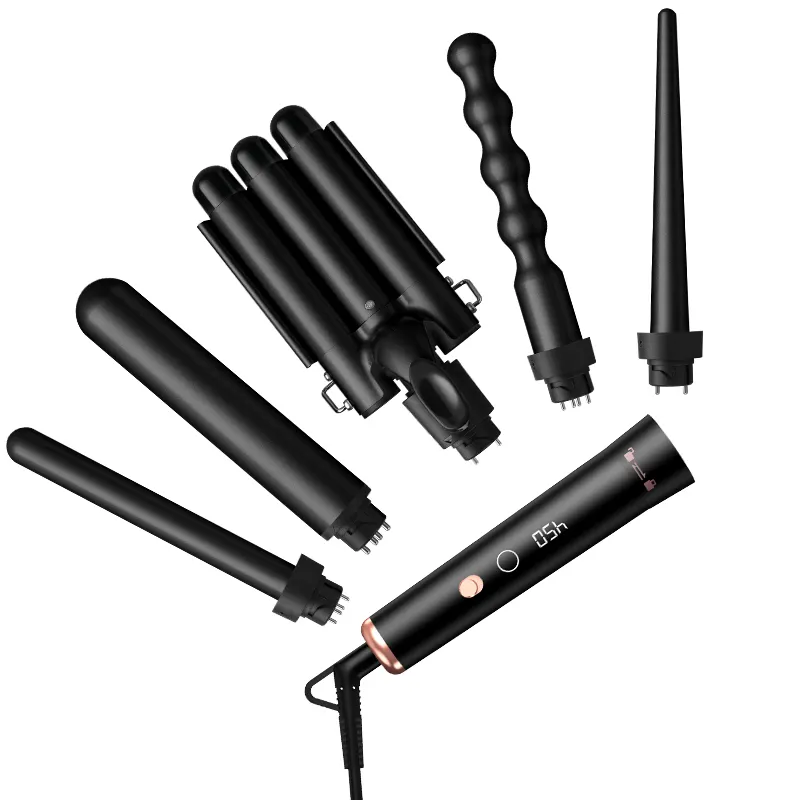 Haarstil-Werkzeuge mit individuellem Logo 5-in-1 professioneller austauschbarer 3-Zylinder-Locken-Eisenstab multifunktionaler Haarstiller