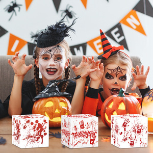 Halloween Terrifying Blood Handprint <b>Cardboard</b> Gifts <b>Box</b> Party Supplies Candy Snack Packing <b>Storage</b> Paper Gift Treat Boxes - Product Image 2