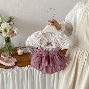 2026 Yaz Yeni Moda Bebek Takımı Tatlı Sevimli Tasarım Kız Çocukları İçin %100 Saf Pamuk İki Parçalı <span class=keywords><strong>Set</strong></span> - Product Image 1