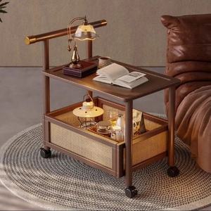 Mobile <b>Storage</b> Rack for Living Room Versatile <b>Side</b> Cart Bedside <b>Table</b> Sofa Vintage <b>Side</b> <b>Table</b> Retro Nightstand - Product Image 1