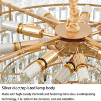 Lustre en cristal LED moderne français de luxe en fer forgé, idéal pour salons, salles à manger et chambres parentales – Suspension en cristal très prisée
