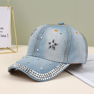 Fashion Rhinestone Denim Baseball Cap Clouté Bling Hat pour les femmes - Product Image 4