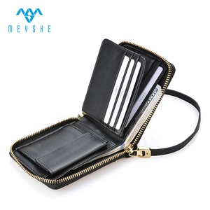 <span class=keywords><strong>Portafoglio</strong></span> personalizzato da <span class=keywords><strong>donna</strong></span> in vera pelle nera Vintage con cerniera a catena, tasca portamonete di lusso direttamente dalla fabbrica - Product Image 2