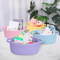 Panier de rangement pour bébé en corde de coton, petit format 31*21*13cm, portable, ouverture facile, panier tressé avec ruban cadeau
