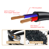 Câble d'extension de haute qualité 250V 2.5A 2 broches CEE EU 2 broches Prise électrique européenne