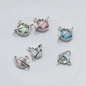 Accessoires de bijouterie en alliage de zinc, lune et étoiles, pour la fabrication de boucles d'oreilles, breloques étoiles et lune colorées avec strass, 8 mm, GJ201 - Product Image 3