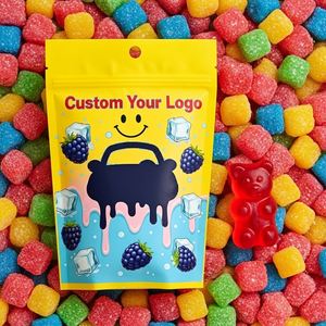 Sacs refermables en mylar personnalisés de 3,5 g pour l'emballage de bonbons comestibles, de friandises gélifiées, avec logo - Product Image 1