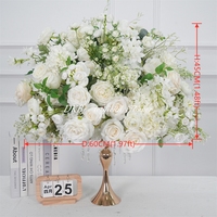 Fleurs artificielles en soie réalistes faites à la main, prix bas, centre de table pour mariage, Thanksgiving, Noël, boules de roses blanches de 60 cm