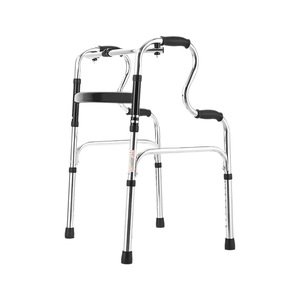 Qianzhongyi Stainless Steel <b>Walker</b> With Seat Folding Four Legged Walking Aid For <b>Elderly</b> Rehabilitation Assistance - Product Image 1