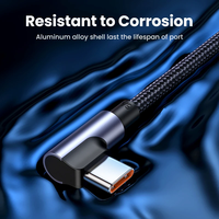 Câble USB C à angle droit UGREEN, charge rapide 3A, câble de données Type C, 1m 2m, câble USB à 90 degrés Type-C pour Huawei Honor