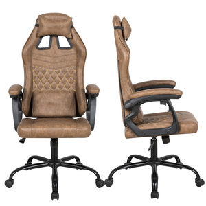 Custom OEM ODM Ergonómico PU cuero Oficina <span class=keywords><strong>Sillas</strong></span> de Juegos de ordenador de respaldo alto Silla Gamer marrón PC Silla de juegos con reposapiés - Product Image 1