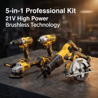 Meilleure Offre : Kit d'Outils Électriques Sans Fil Certifiés de Haute Qualité 5-en-1, Ensemble de 20V/21V avec Batterie pour Usage Domestique