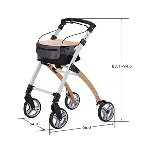 Chiều cao có thể điều chỉnh rollator Walker nhôm gấp Trọng lượng nhẹ trong nhà rollator cho cao cấp