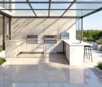 Ensemble de cuisine extérieure en forme de L, unité de cuisson modulaire pour projets de construction de villas, patios et jardins