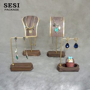 Sesi bán hàng trực tiếp 17cm đồ trang sức bằng gỗ hiển thị đứng Vòng cổ bông tai đứng bốn bên thép đồ trang sức bằng gỗ Rack hiển thị - Product Image 3