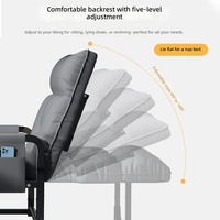Chaise de bureau pliable, chaise longue, structure en acier, style nordique, dossier et appui-tête pliables à double usage pour les longues sessions de travail et les siestes de la journée