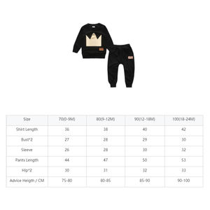 Baby Langarm Kleidung Top Hose 2 Stück Sporta nzug Kinder kleidung Set Neugeborene Krone Baby kleidung Set - Product Image 2