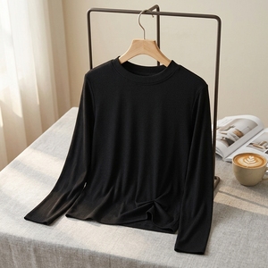 Nouvelle Collection Printemps 2026 – T-shirt <span class=keywords><strong>Femme</strong></span> <span class=keywords><strong>Col</strong></span> Montant Coupe Slim Décontracté Polyvalent Manches Longues Anti-Boulochage Respirant - Product Image 1