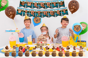 Décorations d'anniversaire sur le thème du <span class=keywords><strong>castor</strong></span> : Bannières Joyeux Anniversaire, Guirlande de drapeaux, Décoration de gâteau, Décorations de cupcakes, Ballons imprimés à l'hélium, Décorations de jouets - Product Image 6