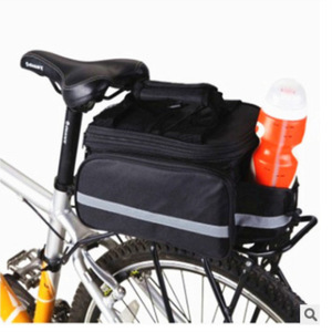 Bicycle Panniers Black Waterproof Rear Rack Bag With Zipper <b>Pocket</b> And Reflective Strip For Mountain <b>Bike</b> - Product Image 4