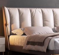 Lit de luxe moderne en cuir italien 18m ensemble double en bois massif maître atmosphère haut de gamme extrêmement simple