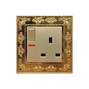 OSWELL Gold PC UK multi plug socket wall switch socket Myanmar Cambodia Iraq electrical socket and open