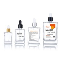 Bouteilles en verre transparent en gros pour gouttes oculaires, essences et cosmétiques, 15ml-100ml, forme plate, compte-gouttes blancs et dorés mats, 100 pièces, soyeux