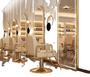 <span class=keywords><strong>Miroir</strong></span> de Coiffure Ovale Carré Moderne de Luxe Léger, Design Personnalisé, Prix Usine, Ensemble de Mobilier de Salon de Coiffure Doré - Product Image 1