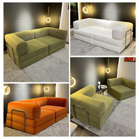 Canapé en velours lavable, pliable et multifonctionnel, personnalisable, en éponge compressée, pour salon