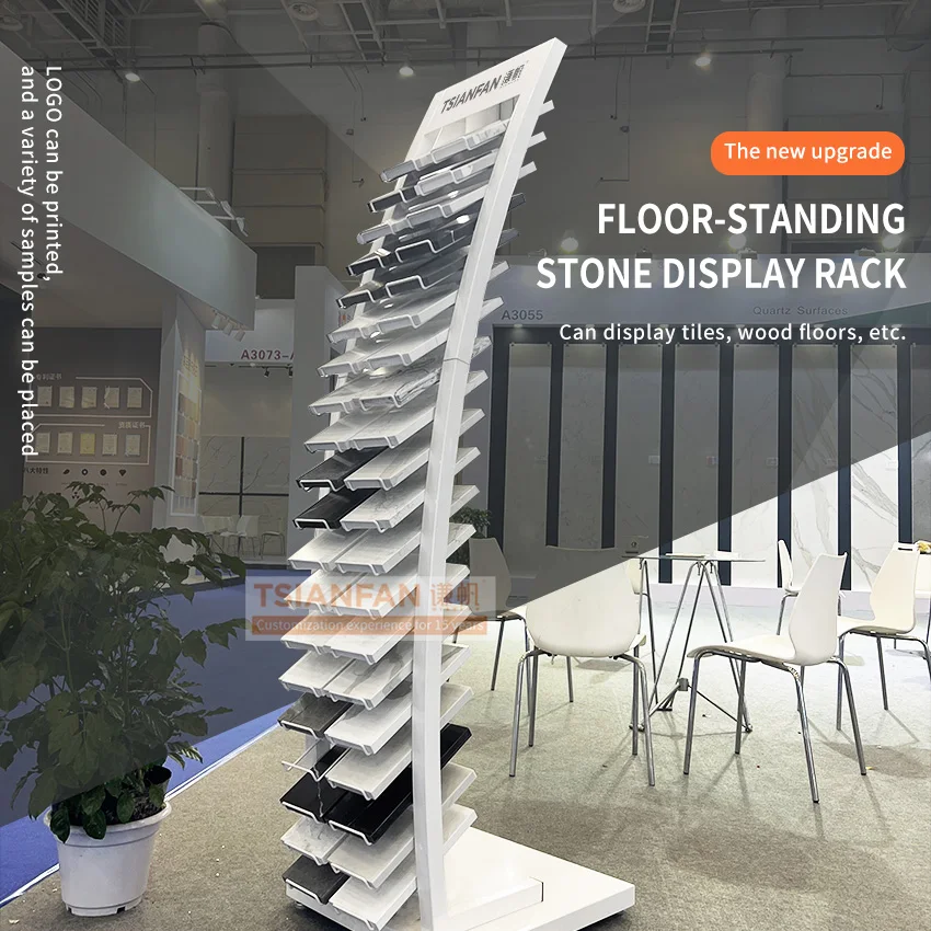 Tsianfan high customized floor-standing  marble quartz granite samples tile slate stones marble display stand