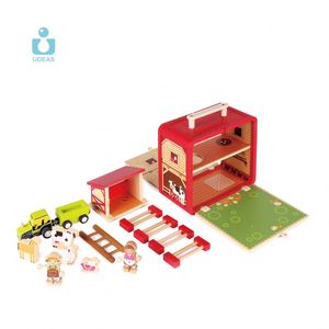 Udeas ชุดบล็อกตัวต่อเพื่อการศึกษาปฐมวัยบ้านไม้โรงนาในฟาร์มของเล่น - Product Image 5