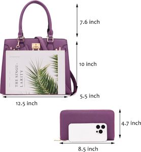 Set di Borse in Pelle <span class=keywords><strong>da</strong></span> <span class=keywords><strong>Donna</strong></span> Qiyuer, Borsa a Mano con Tracolla, Borsa <span class=keywords><strong>da</strong></span> Lavoro, Pochette Abbinata, <span class=keywords><strong>Grande</strong></span> Capacità, 2 Pezzi - Product Image 3