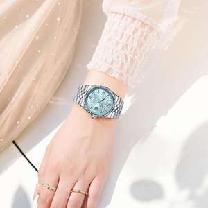 Reloj de Cuarzo Azul Original POEDAGAR 502 para Mujer, Correa de Acero Inoxidable, Resistente al Agua 30M, Manecillas Luminosas, Fecha Automática - Product Image 6