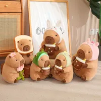 Capybara Pluche Speelgoed Simulatie Capibara Cosplay Eenhoorn Dinosaurus Jurk Boba Brood Fruit Eten Decor Vogels Bubbel Knuffels