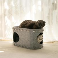 Nouvelle Tanière pour Chat en Feutre à Double Entrée, Pliable, Tunnel Douillet pour Jouer et Dormir, Adaptée à Plusieurs Chats de Toutes Tailles
