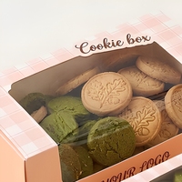 Emballage de boulangerie avec logo personnalisé, pelliculage brillant, papier rose de qualité alimentaire, boîtes à biscuits