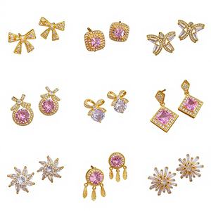 الأقراط قلادة شرابة عالية الجودة شخصية 18 قيراط مطلية بالذهب من الفولاذ المقاوم للصدأ الزركون مضادة للحساسية للنساء - Product Image 1