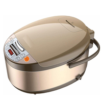 Olla Arrocera Digital Portátil 6 en 1, Temporizador Marrón y Amarillo, Función Mantener Caliente, Cuerpo de Acero Inoxidable, Olla Antiadherente, Asa de Transporte, Fabricación OEM