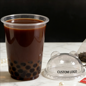 แก้วพลาสติกใส PP พร้อมฝาปิดลายแพนด้า สำหรับชาไข่มุก กาแฟ ขนาด 16 ออนซ์  แบบใช้แล้วทิ้ง  ขนาดเส้นผ่านศูนย์กลาง 90 มม. ผนังชั้นเดียว - Product Image 2